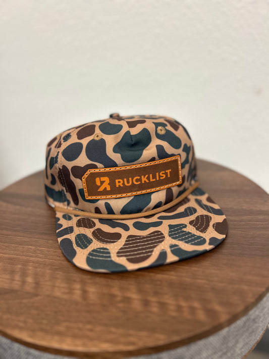 RuckList Leather Patch Goat Rope Camo Hat--Delta