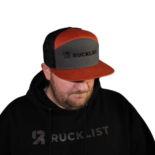 Richardson Flat Bill Snap Back Grey and Orange